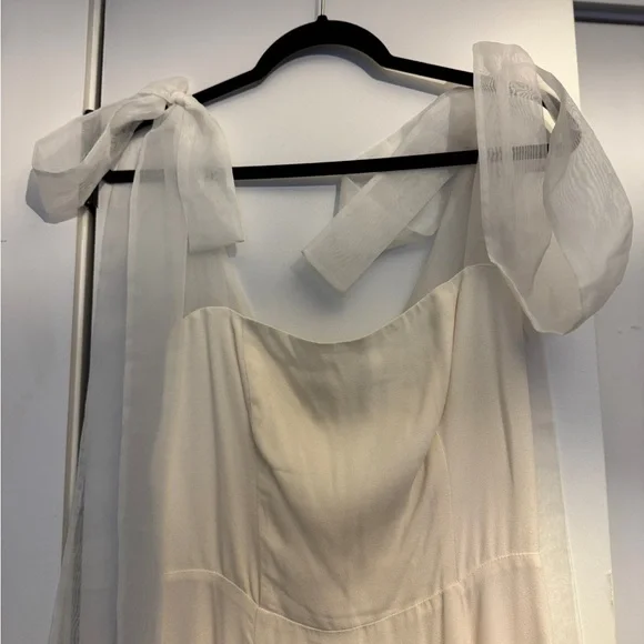 Reformation White/Cream Kairo Dress with Sheer Sleeves - Picture 5 of 9